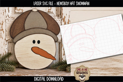 Newsboy Hat Snowman Face | Laser Cut SVG File