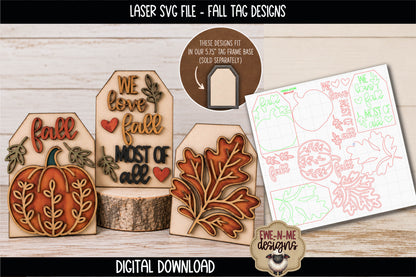 Fall Tag SVG Bundle For Interchangeable Tag Frame | Laser Cut SVG Files