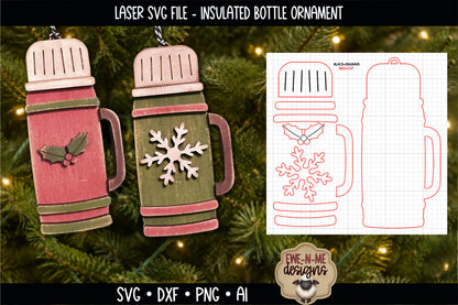 Vintage insulated Bottle Ornament | Laser Cut SVG File