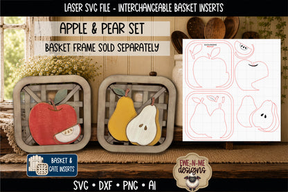 Interchangeable Tobacco Basket Inserts - Apple and Pear | Laser Cut SVG Files