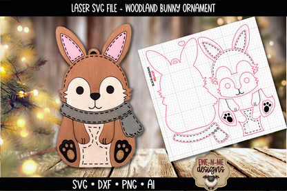 Woodland Bunny Ornament | Laser Cut SVG File