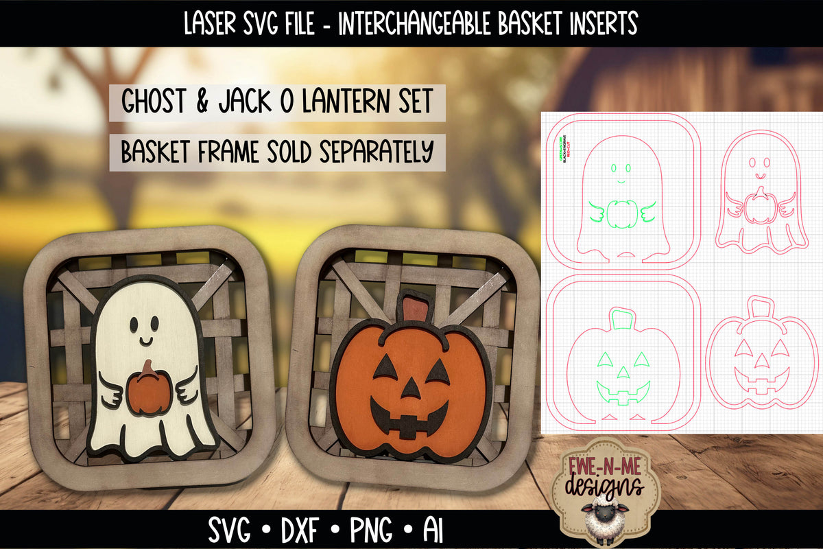 Interchangeable Tobacco Basket Inserts - Ghost and Jack O Lantern | Laser Cut SVG Files