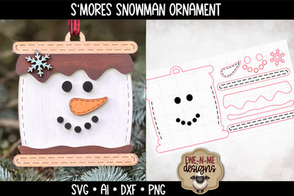 S'mores Snowman Ornament - Laser Cut SVG