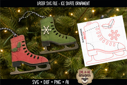 Vintage Ice Skate Ornament | Laser Cut SVG File