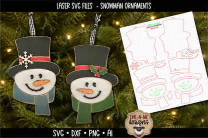 Snowman Duo Ornaments | Laser Cut SVG Files