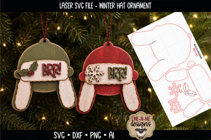 Vintage Winter Trapper Hat Ornament | Laser Cut SVG File
