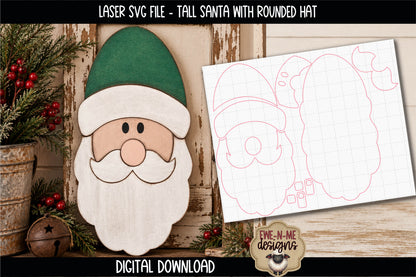 Tall Santa Face - Rounded Hat | Laser Cut SVG File