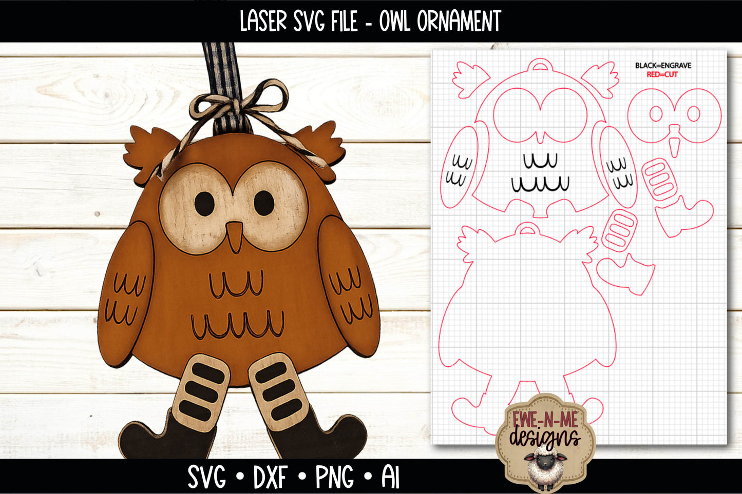 Layered Owl Ornament | Laser Cut SVG File