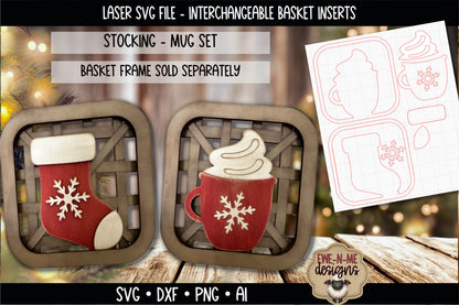 Interchangeable Tobacco Basket Inserts - Stocking Cocoa Mug | Laser Cut SVG File