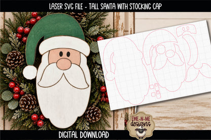 Tall Santa Face - Stocking Cap | Laser Cut SVG File