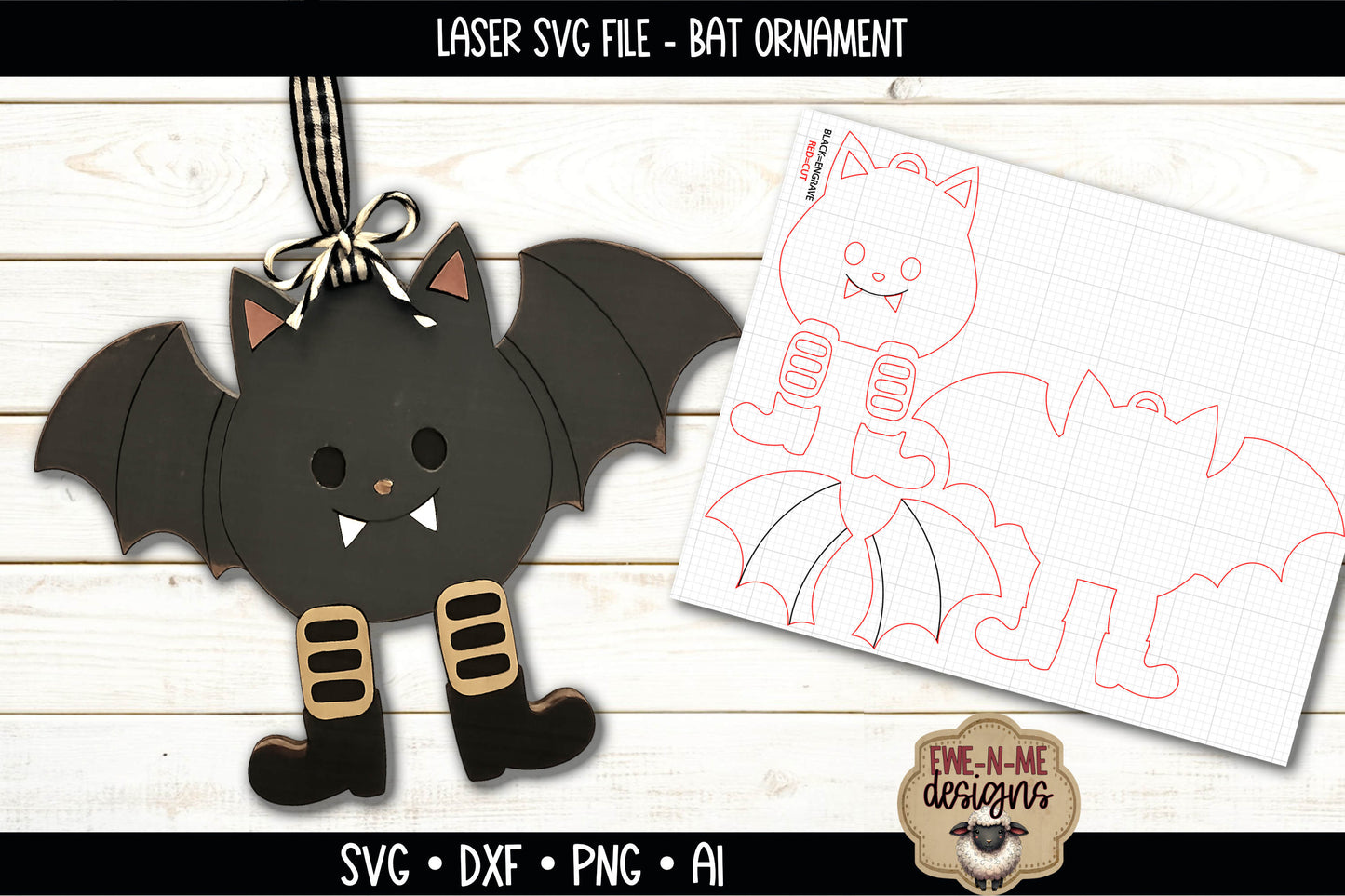 Layered Bat Ornament | Laser Cut SVG File