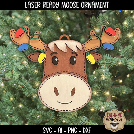 Moose Face Ornament | Laser Cut SVG File