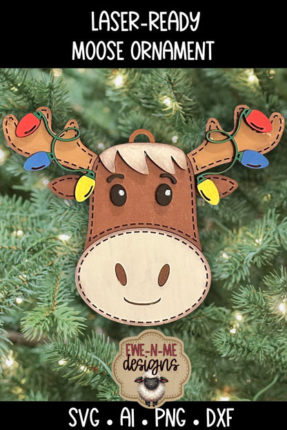 Moose Face Ornament | Laser Cut SVG File