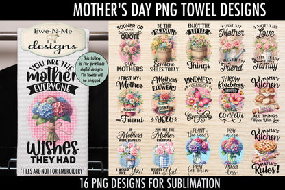 Mothers Day Designs - Bundle of 16 - Kitchen Towel Sublimation Designs