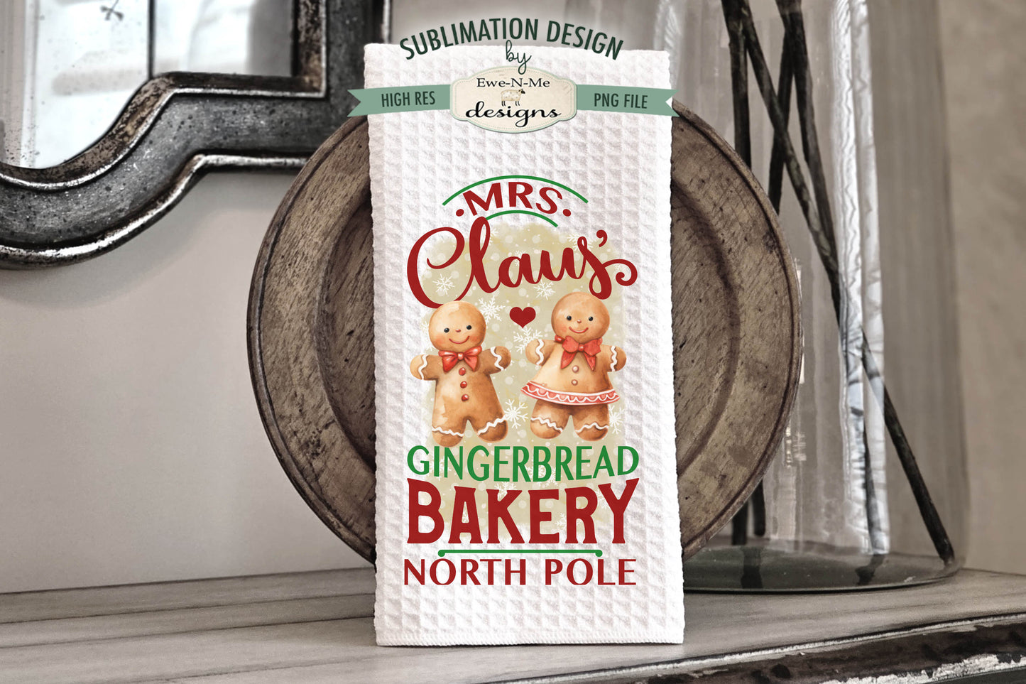 Gingerbread Cookies - Bundle of 5 - Kitchen Towel Sublimation Designs