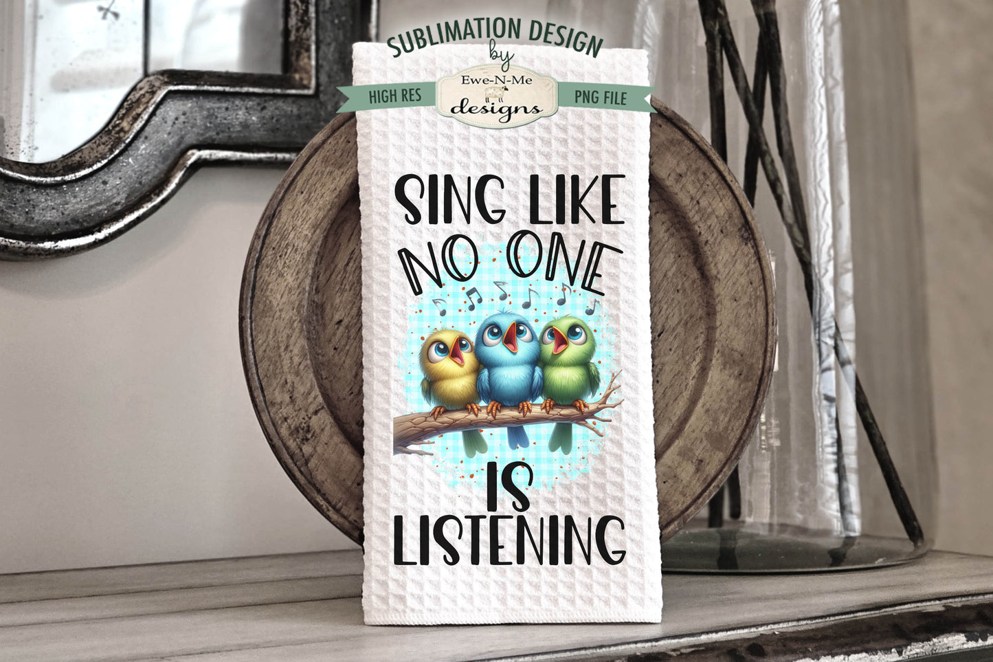 Cute Trio of Birds - Kitchen Towel Sublimation Designs