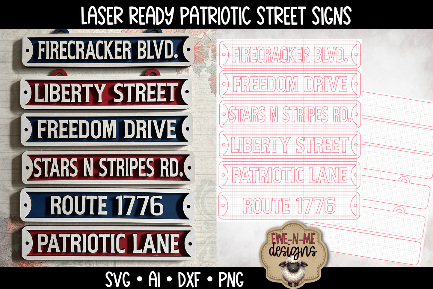 Patriotic Street Sign SVG Bundle - Laser Cut SVG