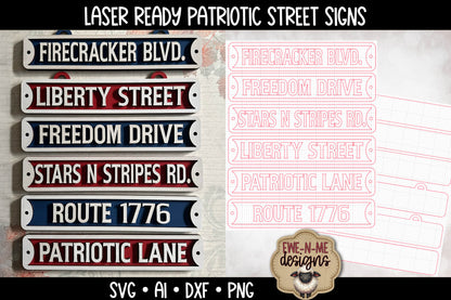Patriotic Street Sign SVG Bundle - Laser Cut SVG