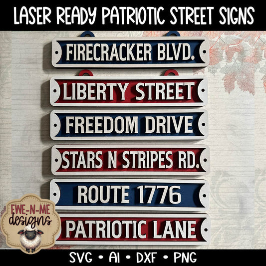 Patriotic Street Sign SVG Bundle - Laser Cut SVG
