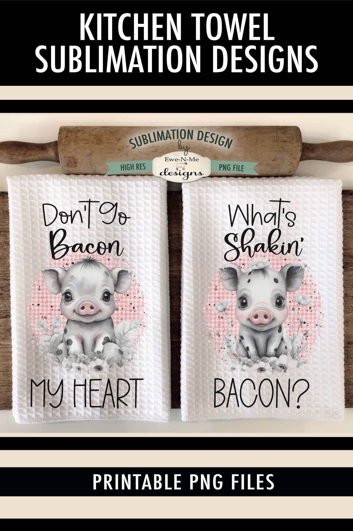 Funny Pigs - Kitchen Towel Sublimation Designs