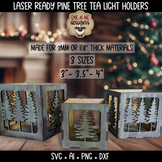 Pine Tree Tealight Holder - 3 Sizes | Laser Cut SVG Files