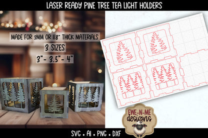 Pine Tree Tealight Holder - 3 Sizes | Laser Cut SVG Files