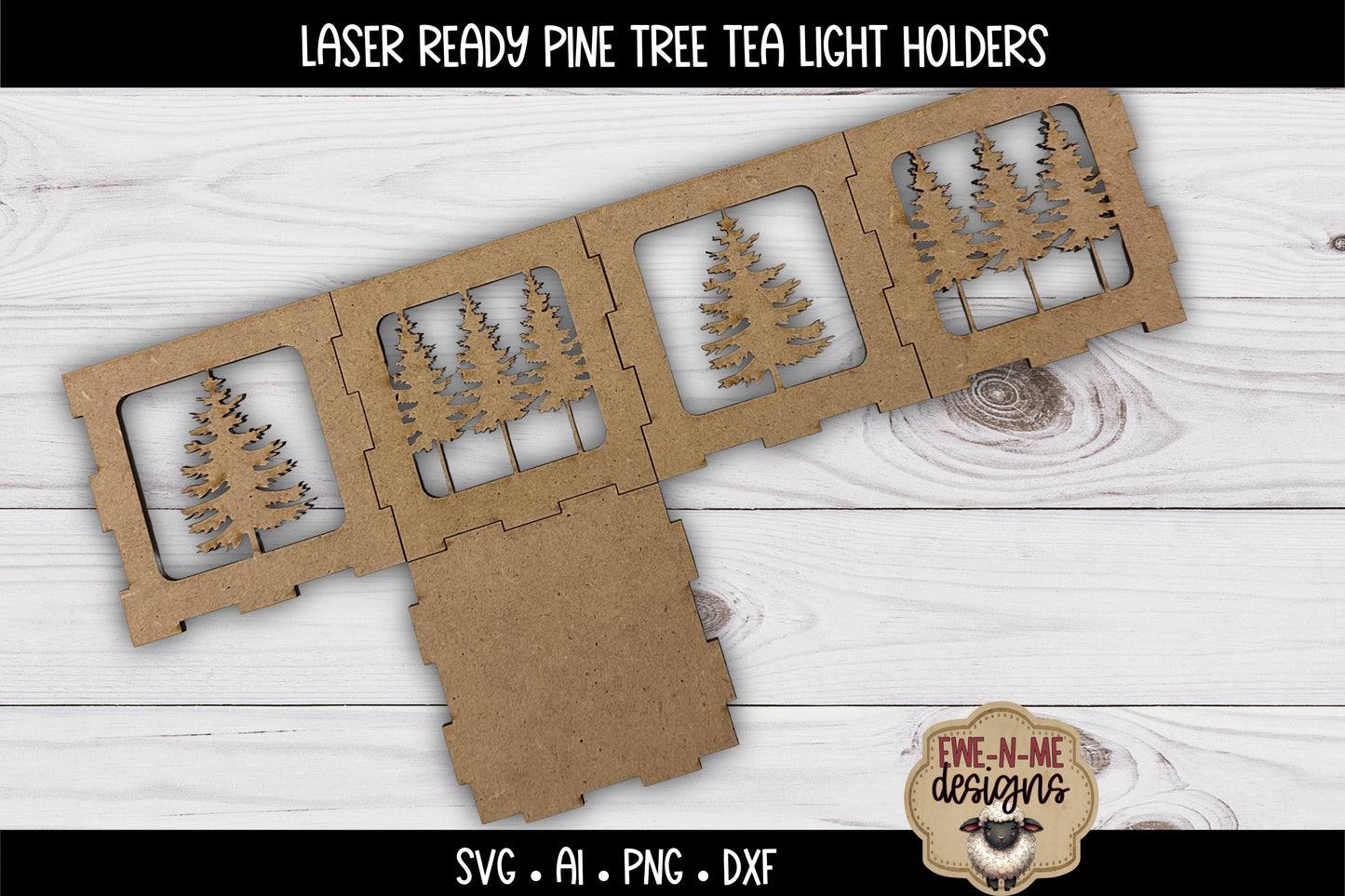 Pine Tree Tealight Holder - 3 Sizes | Laser Cut SVG Files