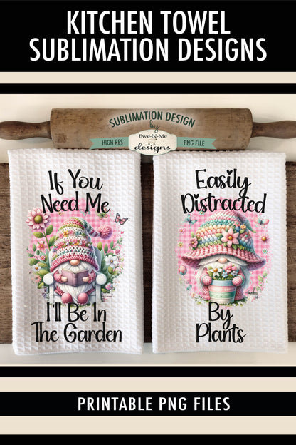 Pink Garden Gnome - Kitchen Towel Sublimation Designs