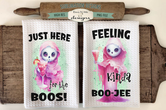 Pink Halloween Ghosts - Kitchen Towel Sublimation Designs