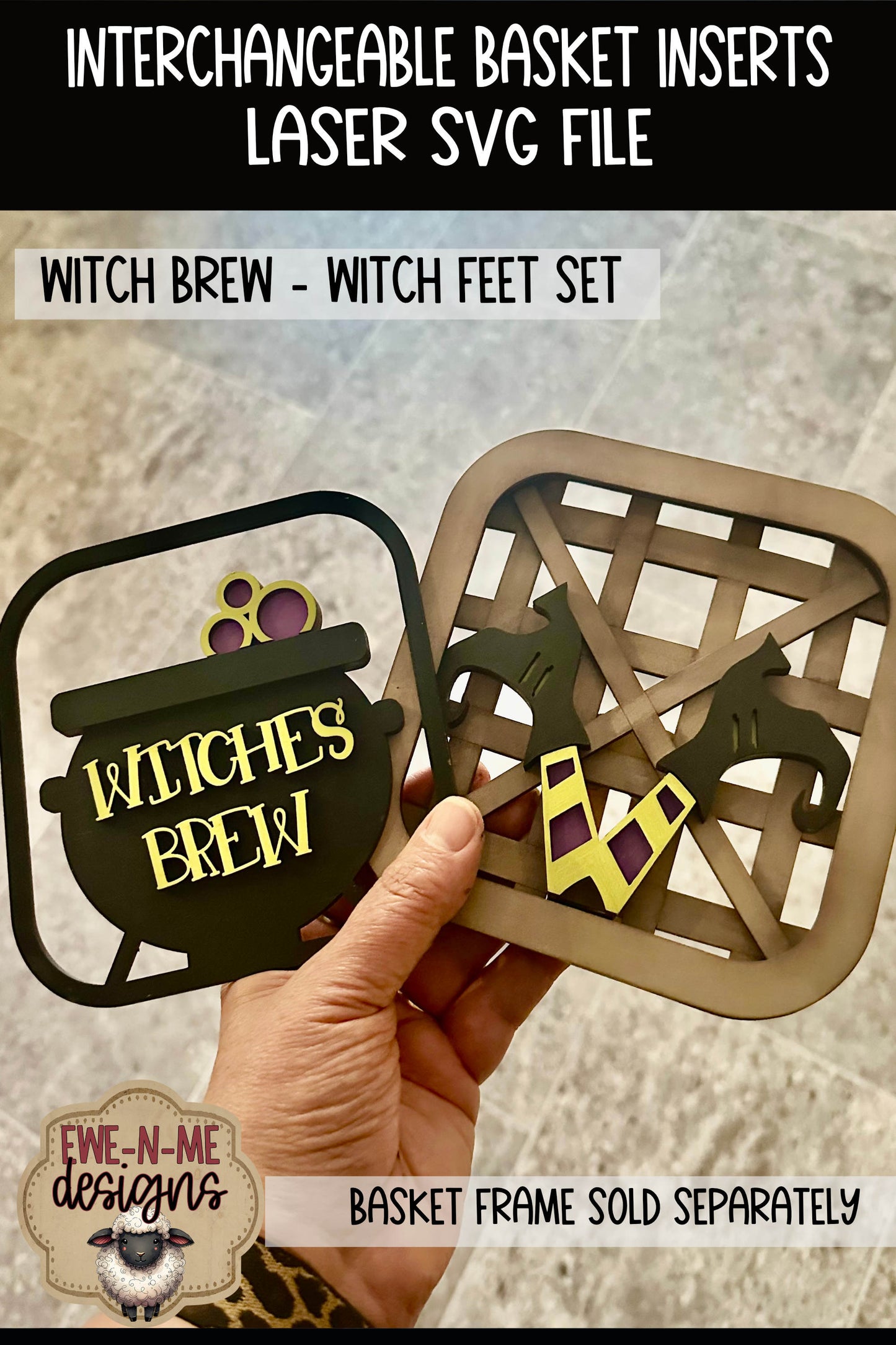 Interchangeable Tobacco Basket Inserts - Halloween Witch Feet, Witches Brew | Laser Cut SVG File