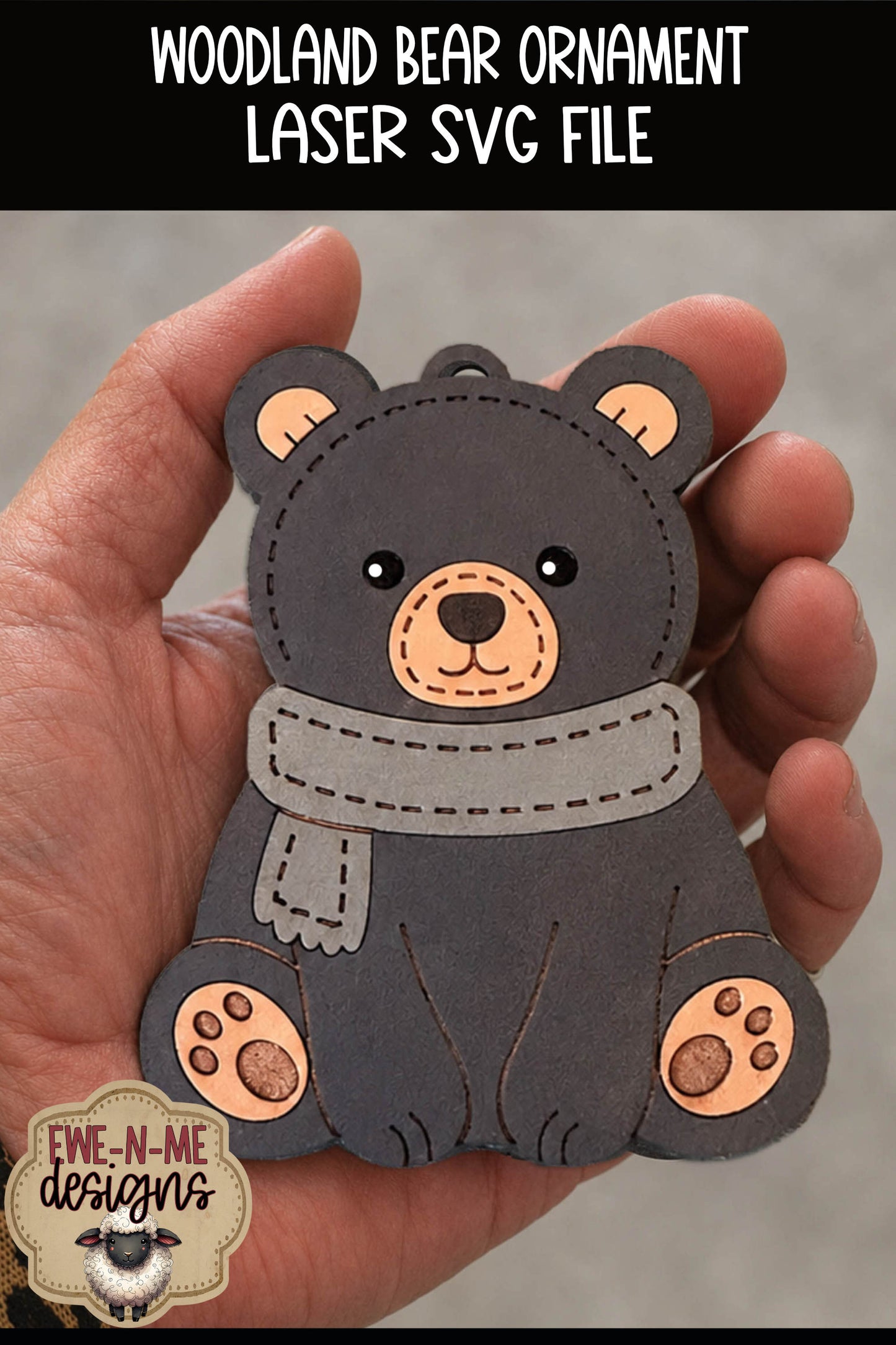 Woodland Bear Ornament | Laser Cut SVG File