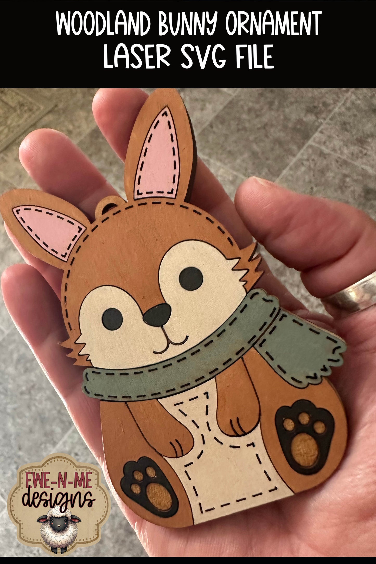 Woodland Bunny Ornament | Laser Cut SVG File