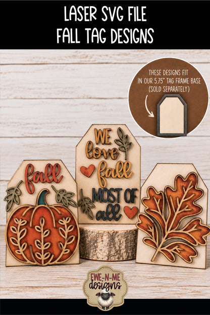 Fall Tag SVG Bundle For Interchangeable Tag Frame | Laser Cut SVG Files