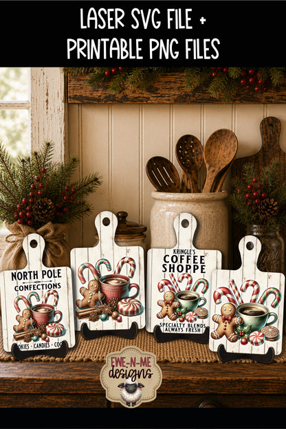 Gingerbread Christmas Cutting Board Bundle | Laser Cut SVG File + Printable PNG Files