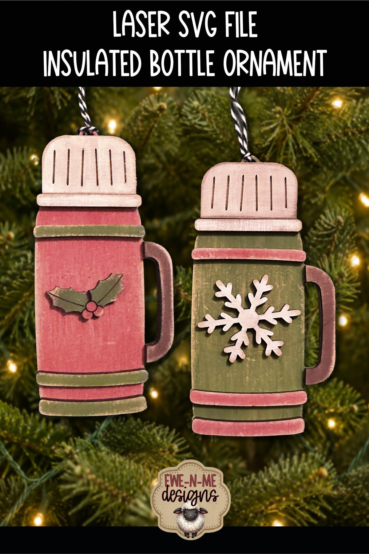 Vintage insulated Bottle Ornament | Laser Cut SVG File