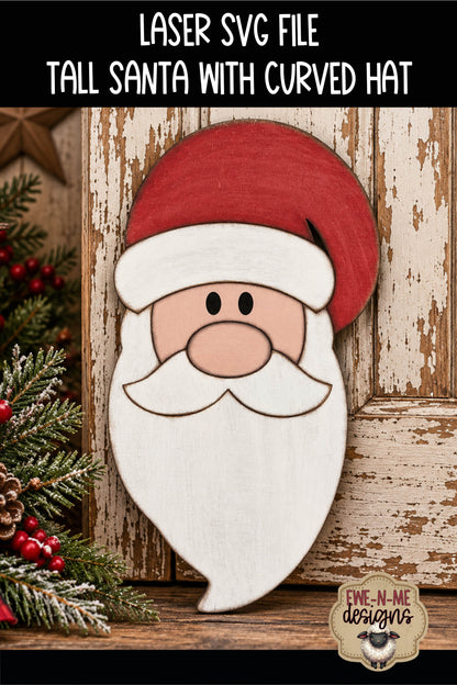Tall Santa Face - Curved Hat | Laser Cut SVG File