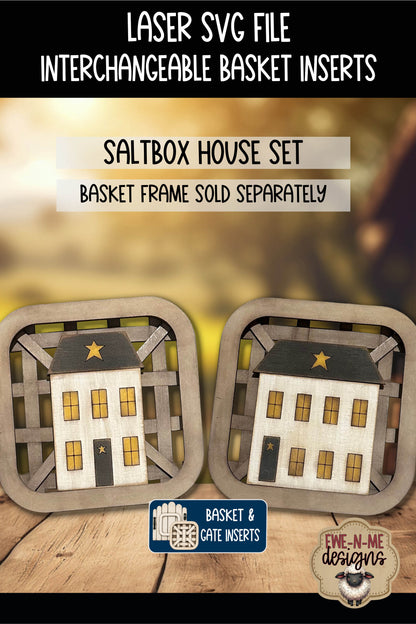 Interchangeable Tobacco Basket Inserts - Primitive Saltbox Houses | Laser Cut SVG Files