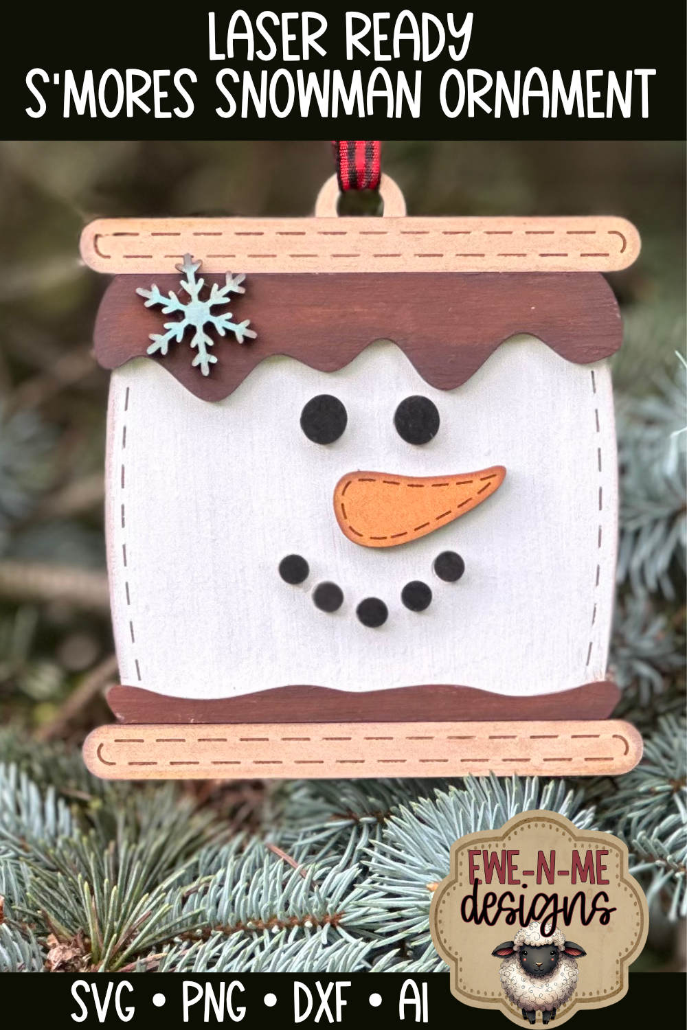 S'mores Snowman Ornament - Laser Cut SVG