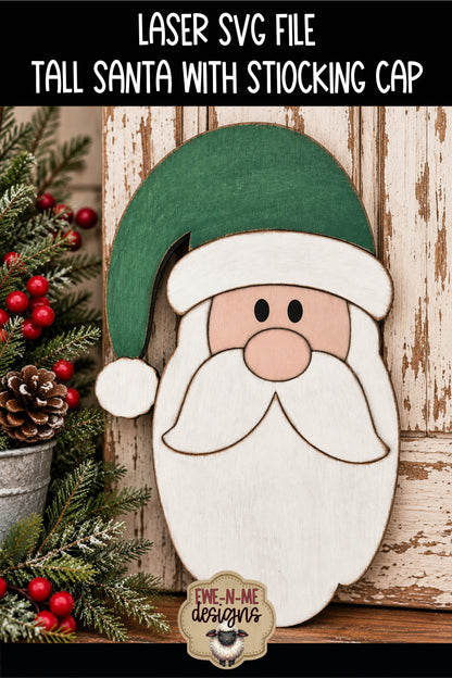 Tall Santa Face - Stocking Cap | Laser Cut SVG File