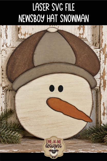 Newsboy Hat Snowman Face | Laser Cut SVG File