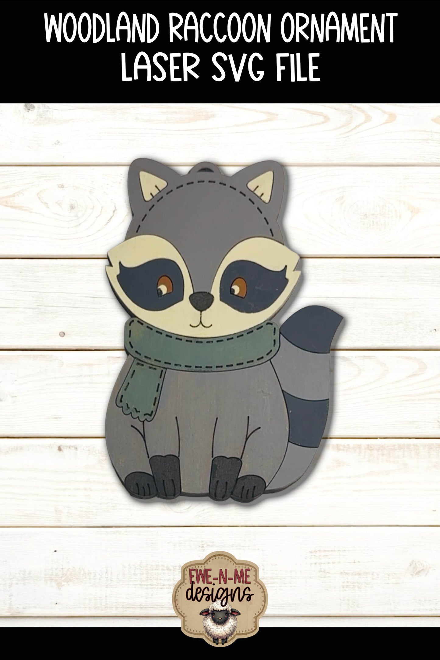 Woodland Raccoon Ornament | Laser Cut SVG File