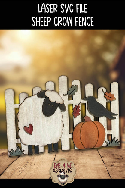 Fall Pumpkin, Crow and Sheep Fence | Laser Cut SVG File