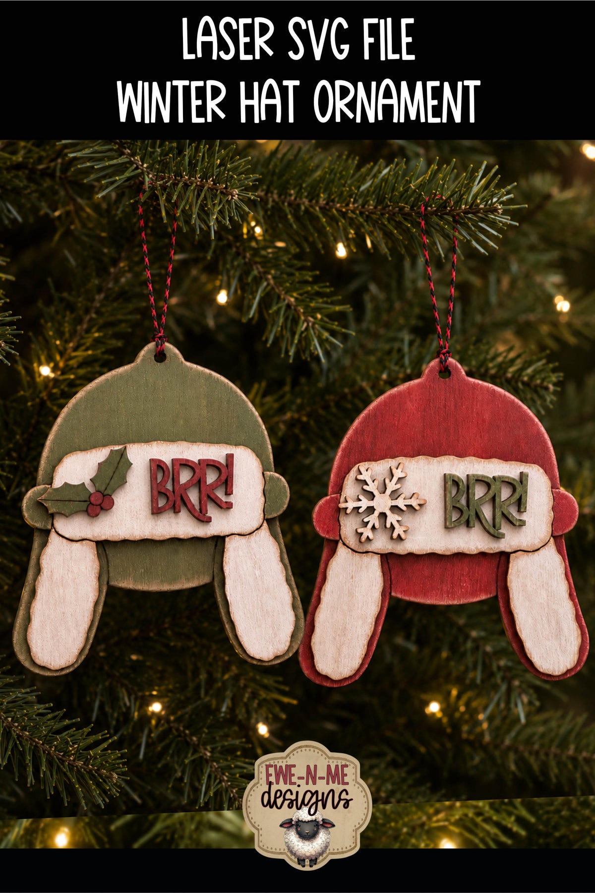 Vintage Winter Trapper Hat Ornament | Laser Cut SVG File