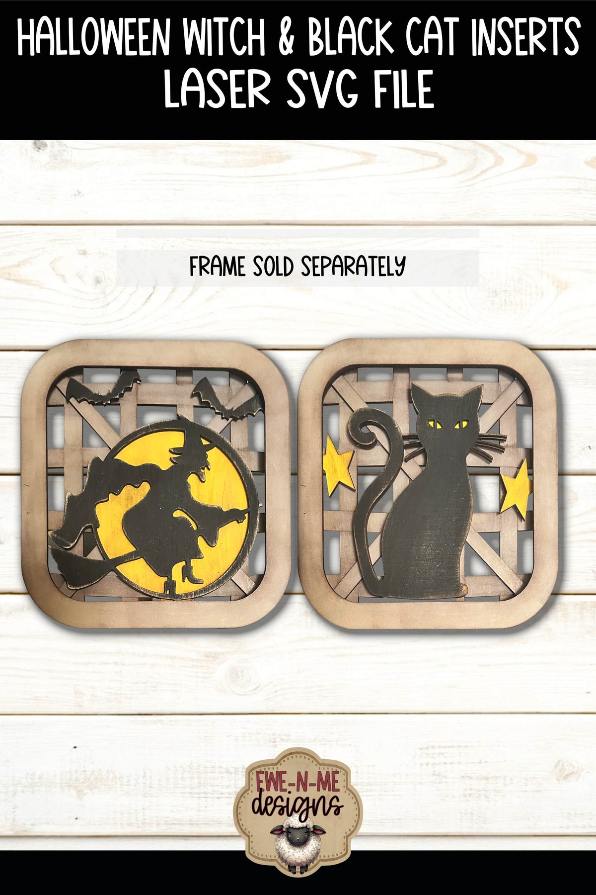 Interchangeable Tobacco Basket Inserts - Halloween Witch - Black Cat | Laser Cut SVG File (Copy)