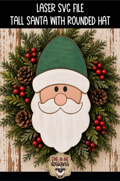 Tall Santa Face - Rounded Hat | Laser Cut SVG File