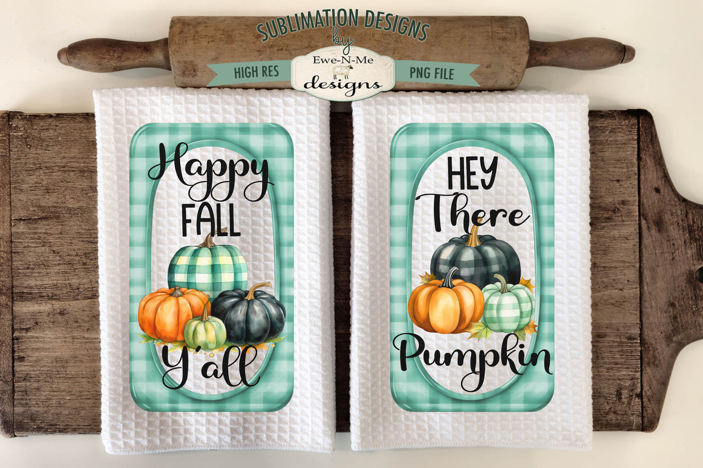 Fall Plaid Pumpkins - Kitchen Towel Sublimation Designs