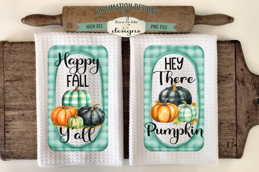 Fall Plaid Pumpkins - Kitchen Towel Sublimation Designs