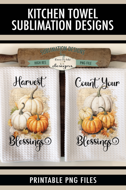 Fall Blessings Pumpkin Towel - Kitchen Towel Sublimation Designs