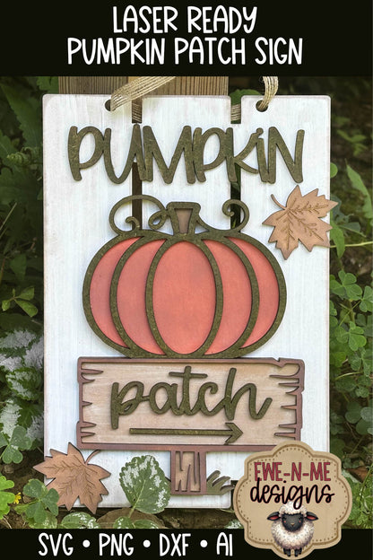 Pumpkin Patch Pallet Sign Door Hanger - Laser Cut SVG
