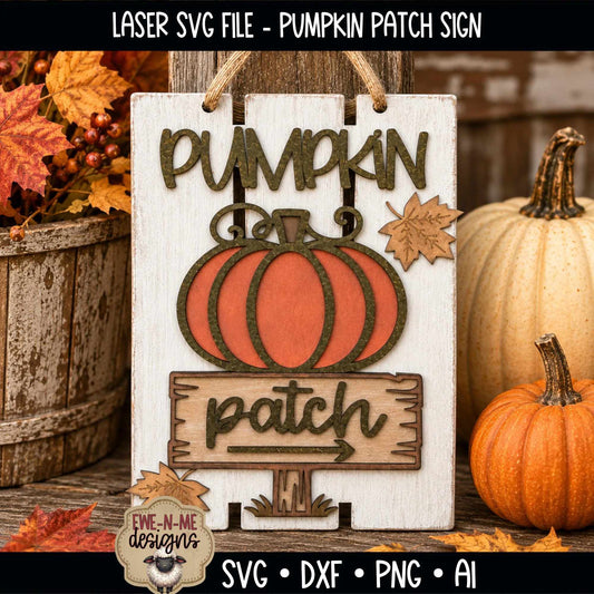 Pumpkin Patch Pallet Sign Door Hanger | Laser Cut SVG File